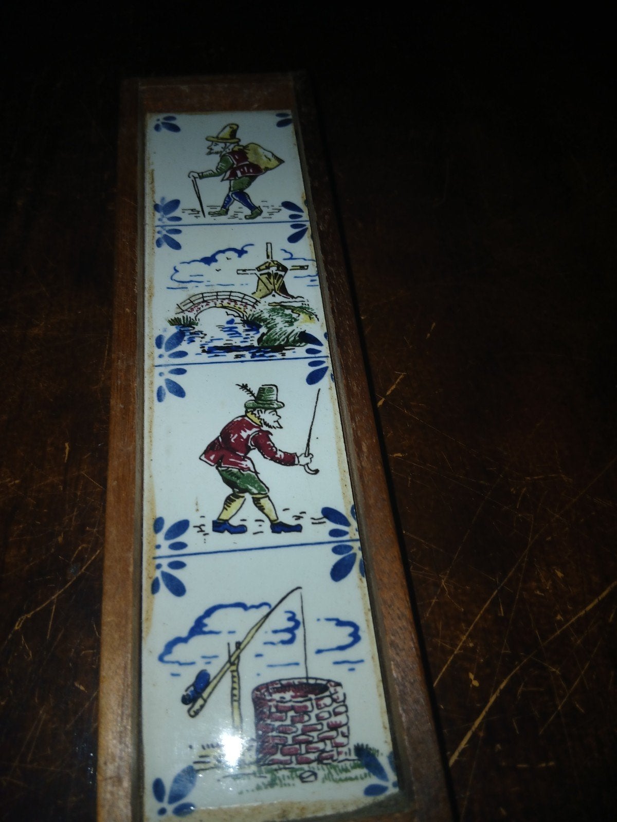 Antieke Delfts Blauw Tegeltableau met Hollandse Scènes, Ophalen of Verzenden