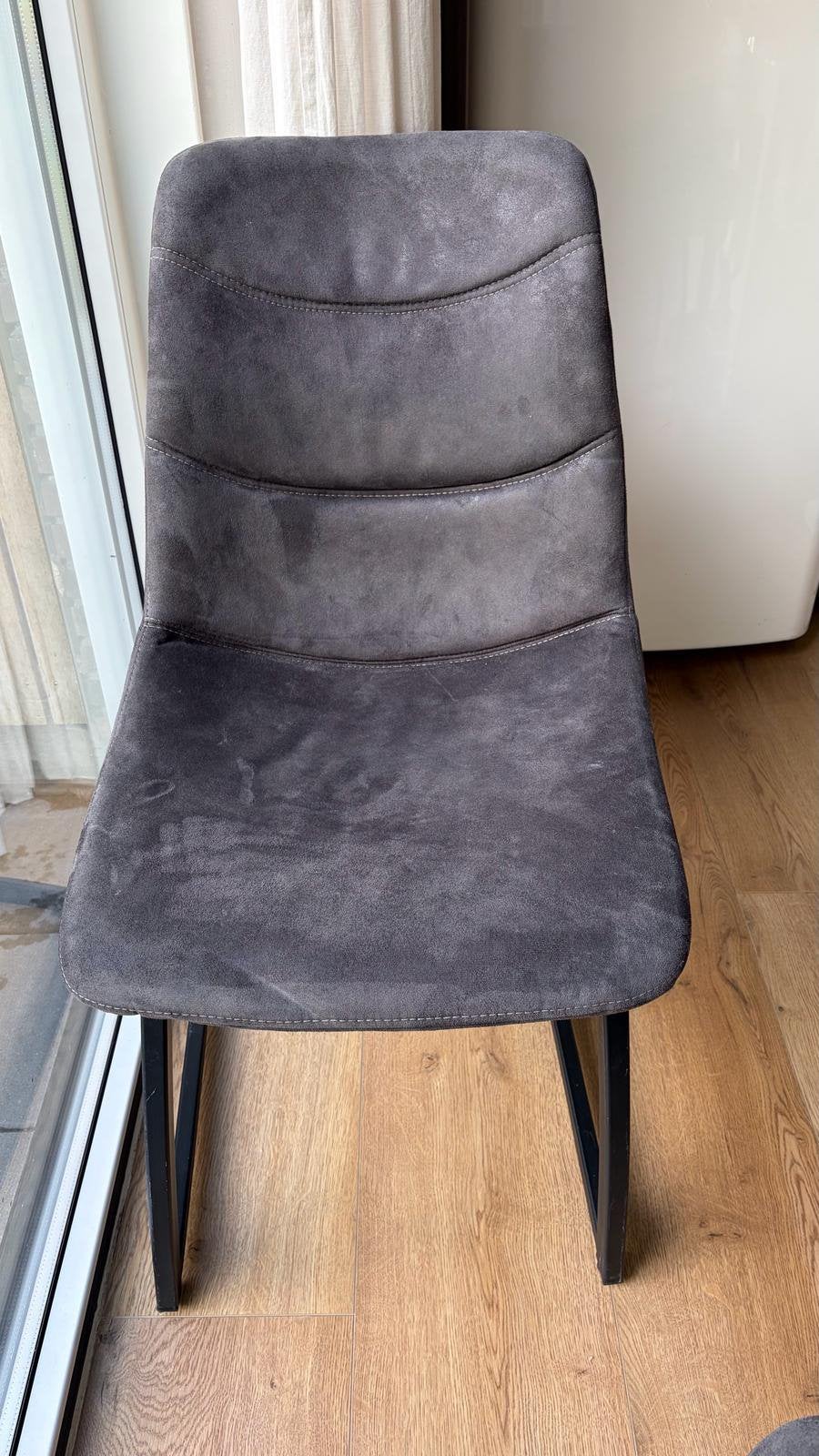 Grijze/antraciete eetkamerstoelen 6 stuks, Huis en Inrichting, Stoelen, Ophalen, Zo goed als nieuw, Grijs, Vijf, Zes of meer stoelen