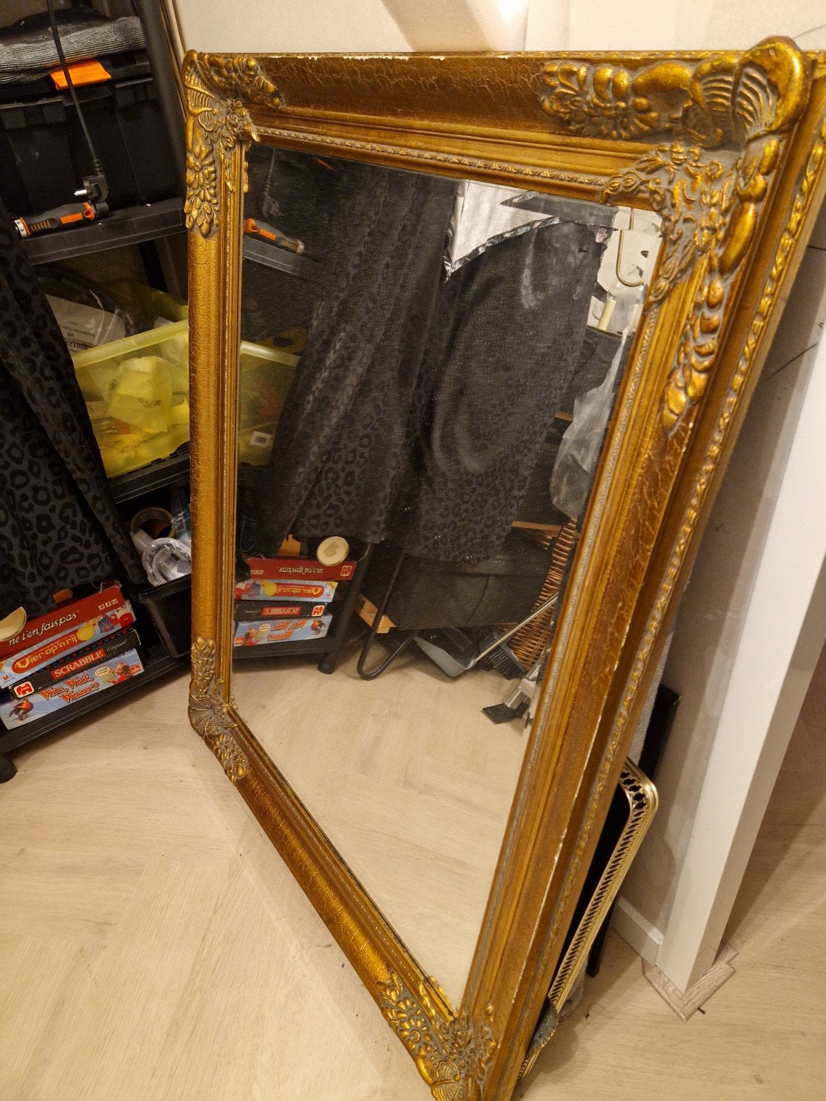 Mooie gouden brocante antieke spiegel 93x125cm, Ophalen