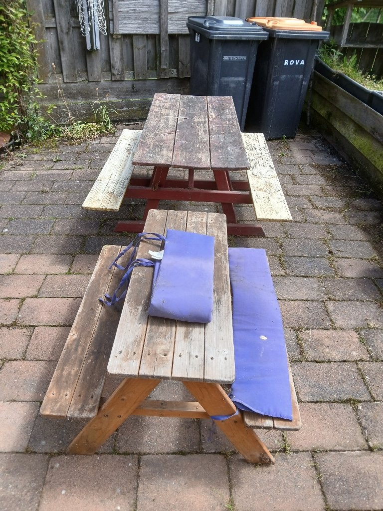 gratis picknick tafels, Ophalen, Gebruikt, Rechthoekig, Hout