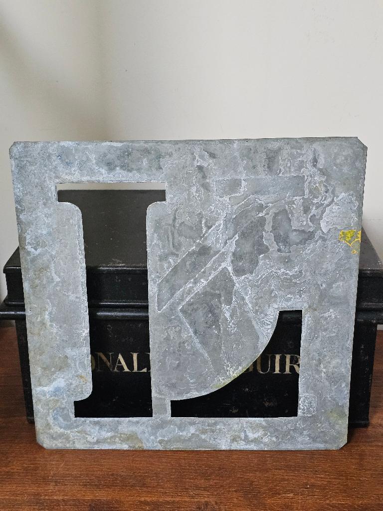 Groot oud zinken lettersjabloon alfabet LETTER 'L' 26X26cm, Antiek en Kunst, Ophalen of Verzenden