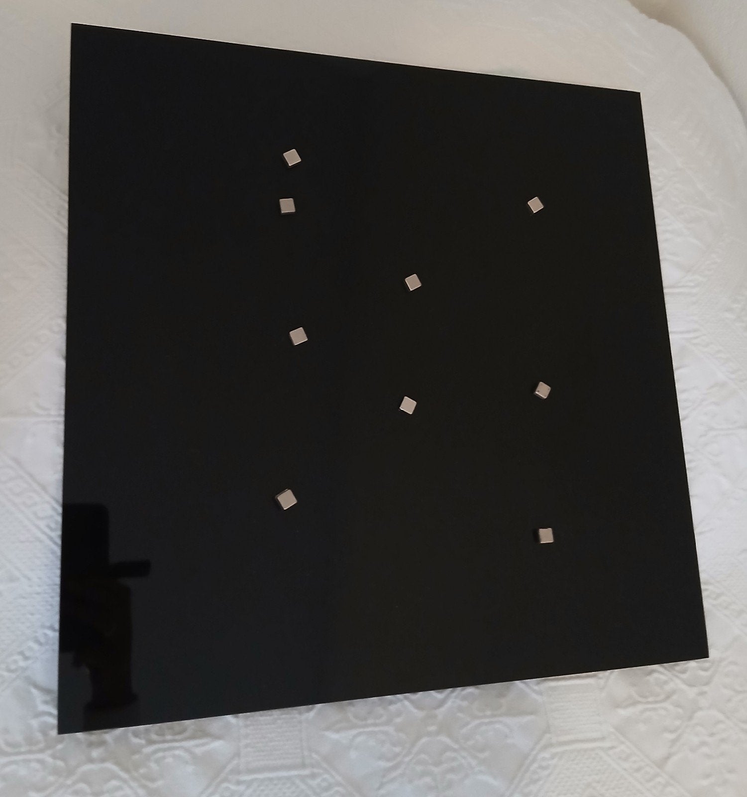 Zwart Magneetbord - gehard glas 45x45, Ophalen, Gebruikt, Magneetbord