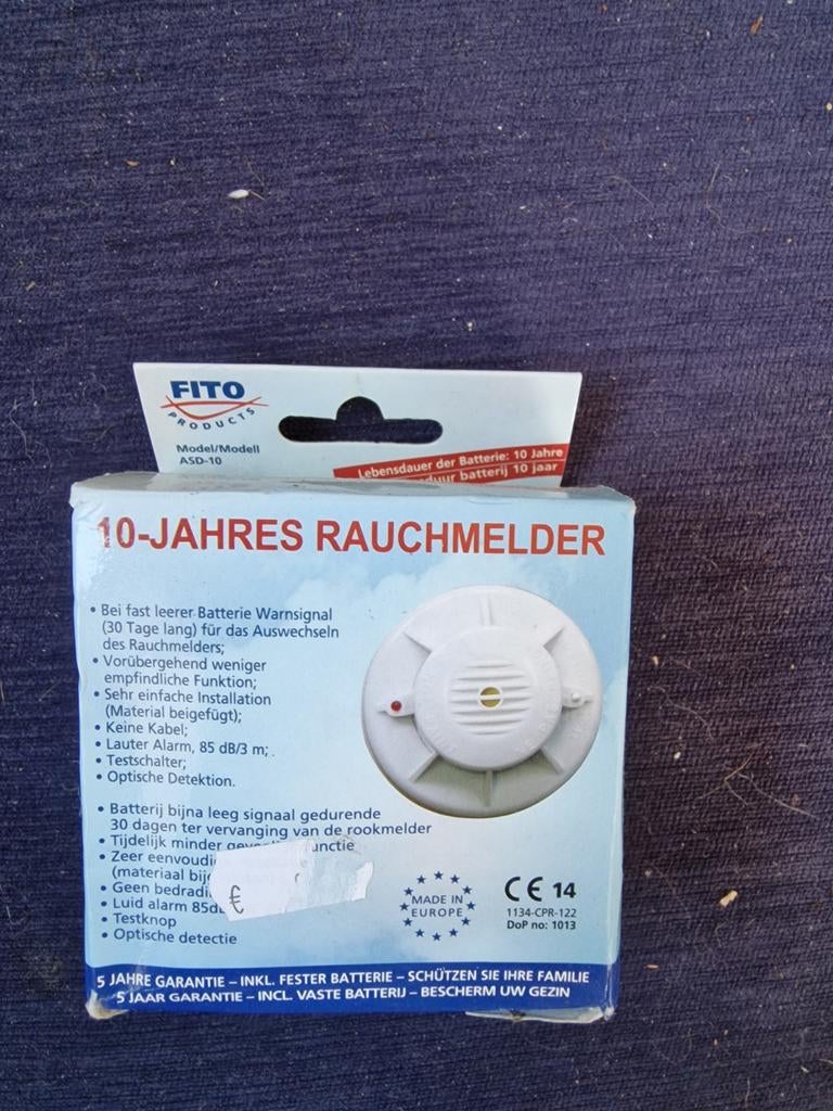 FITO ASD-10 Rookmelder met 10 jaar batterij, Ophalen of Verzenden