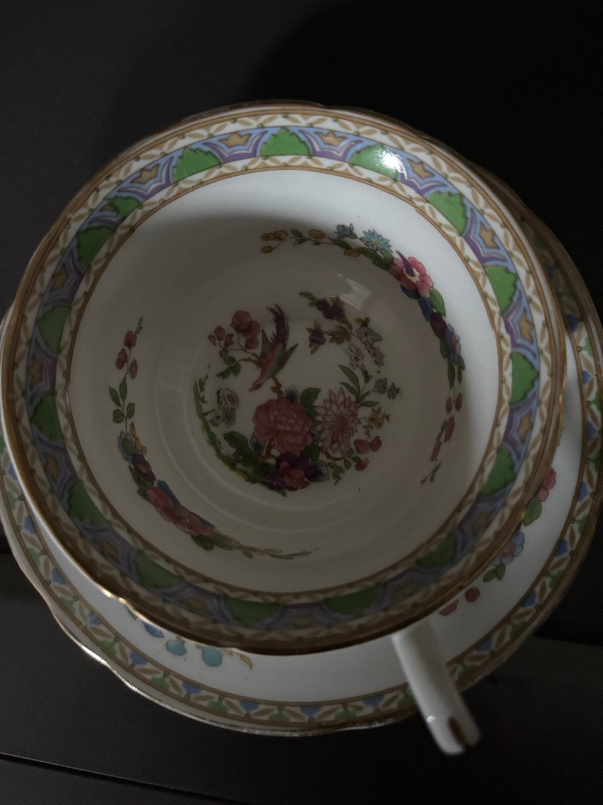 Grosvenor Bone China Kop en Schotel - Florian Patroon, Antiek en Kunst, Ophalen