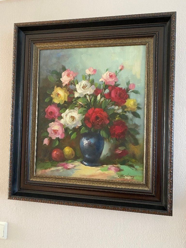 Mooi bloemen stilleven, Antiek en Kunst, Kunst | Schilderijen | Klassiek, Bloemen, Doek, Realistisch, Ophalen of Verzenden