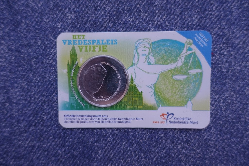 Vredespaleis Vijfje, herdenkingsmunt 100 jaar, Ophalen of Verzenden, Overige landen, 5 euro