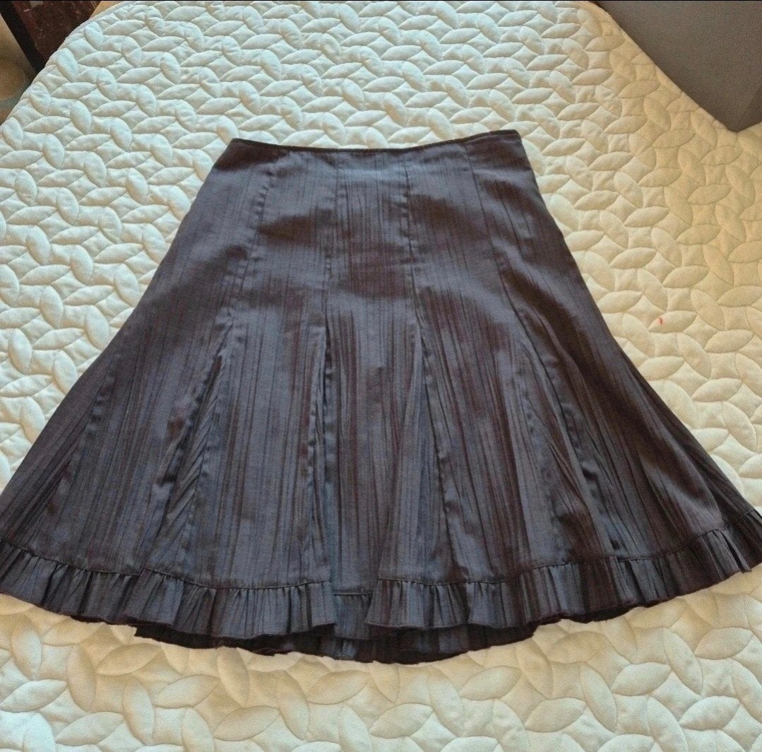 Vintage Y2K Midi Rok Bruin - Geplooid & Ruffles - Maat 42, Bruin, Maat 42/44 (L), Ophalen of Verzenden, Zo goed als nieuw