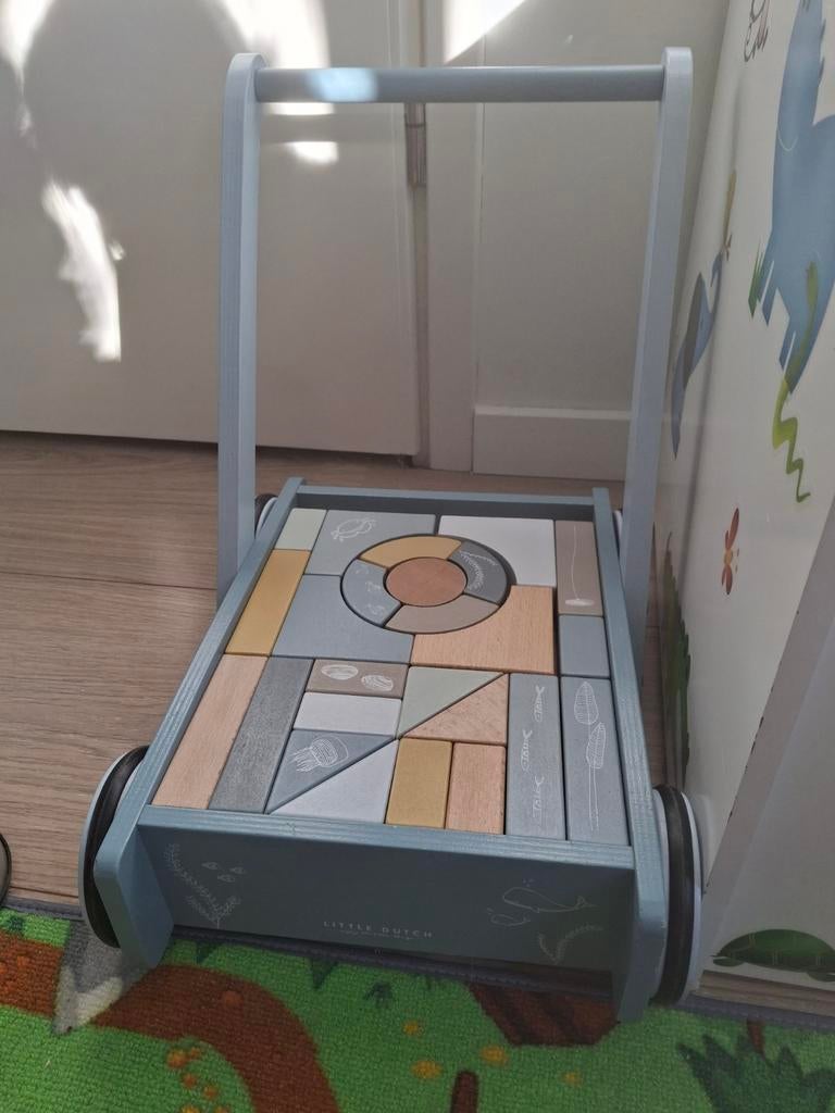Little Dutch Loopkar met blokken - Compleet, Ophalen, Zo goed als nieuw, Jongen of Meisje