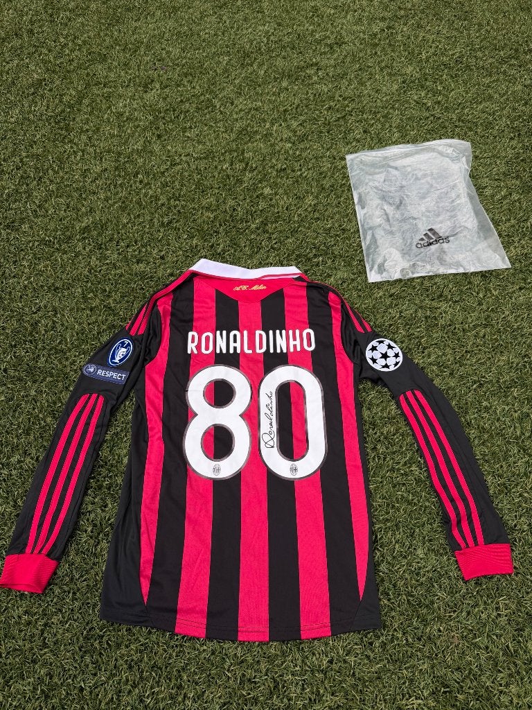Gesigneerd Ronaldinho Longsleeve AC Milan 2008/09, Ophalen of Verzenden, Zo goed als nieuw, Buitenlandse clubs, Shirt