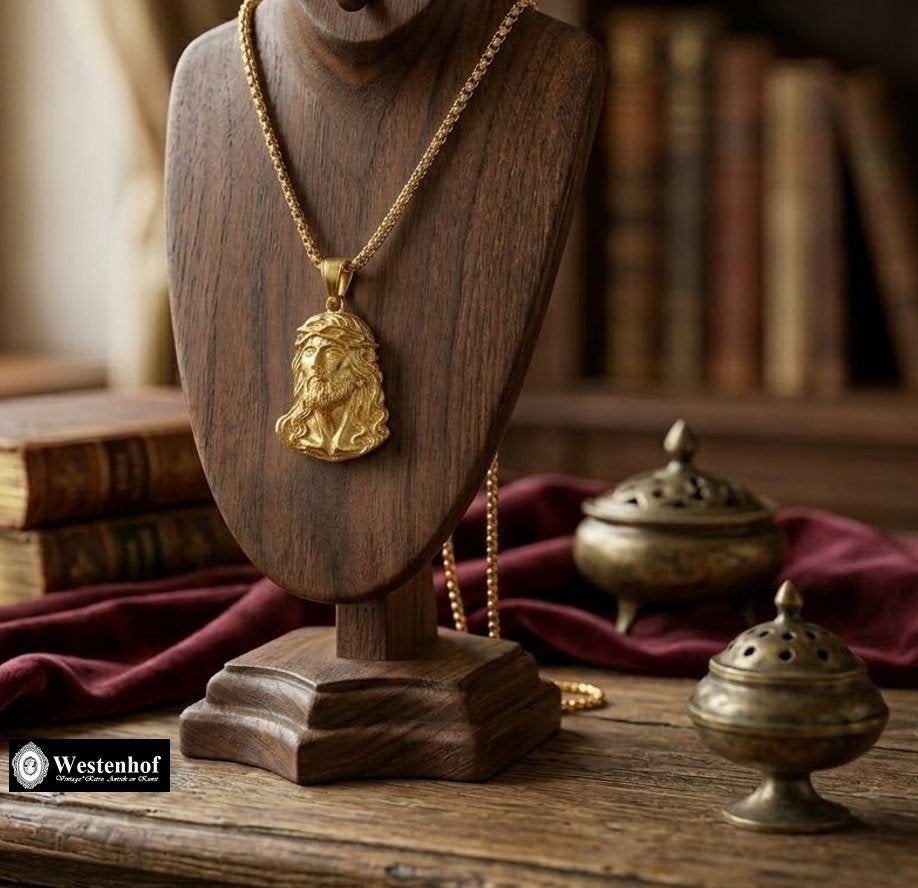 Heren ketting goud met hanger Jezus - 60 cm, Verzenden, Nieuw, Goud, Overige materialen