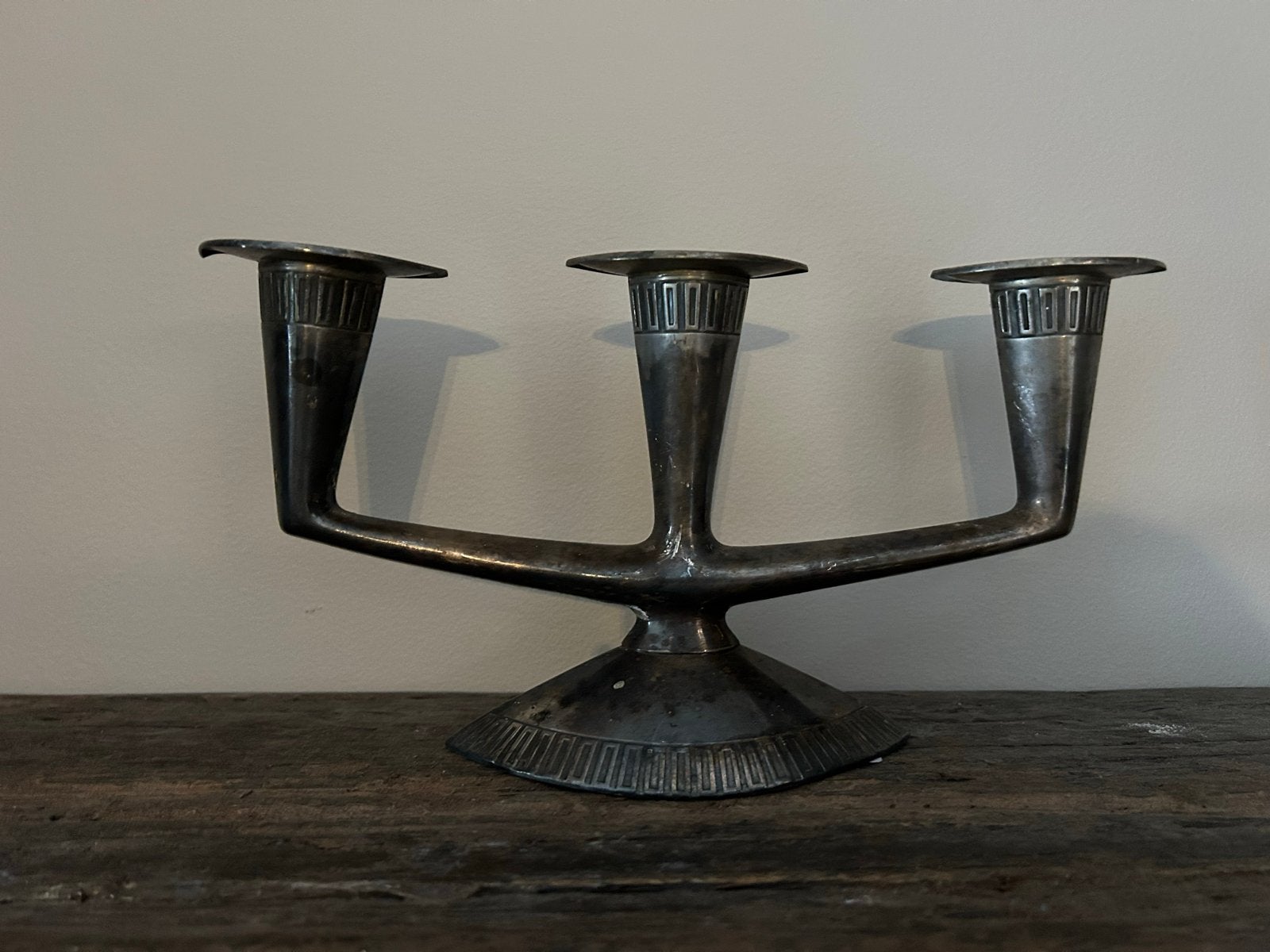 Vintage Koperen Kandelaar met Drie Armen, Antiek en Kunst, Antiek | Kandelaars, Ophalen of Verzenden, Koper of Brons