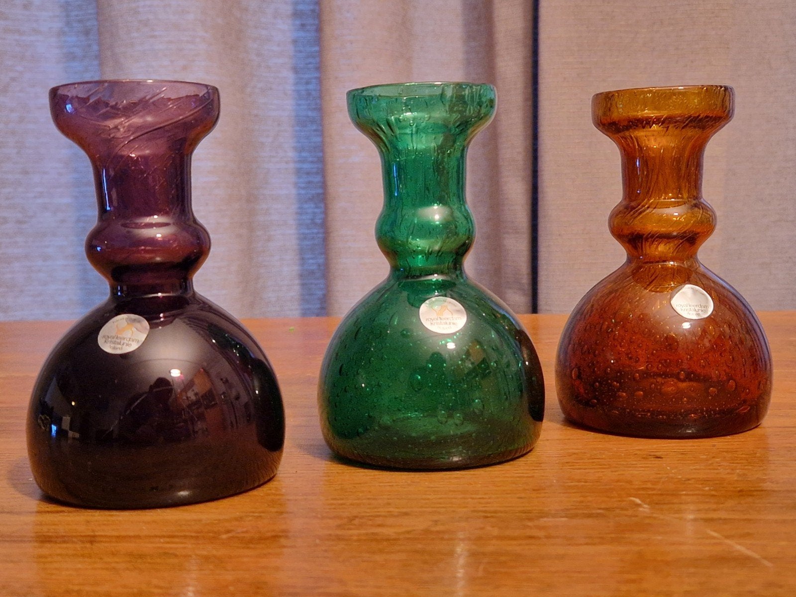 3X vintage Leerdam Antiqua Verboeket, 9 X 9 X 16 cm, Ophalen of Verzenden