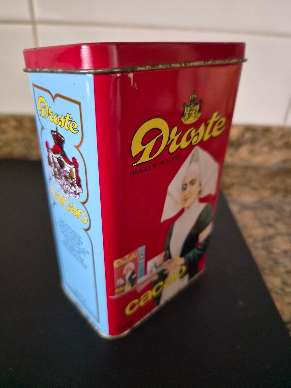 Vintage Droste Cacao Blik - Rood met Zuster, Verzamelen, Ophalen of Verzenden, Gebruikt, Overige, Droste