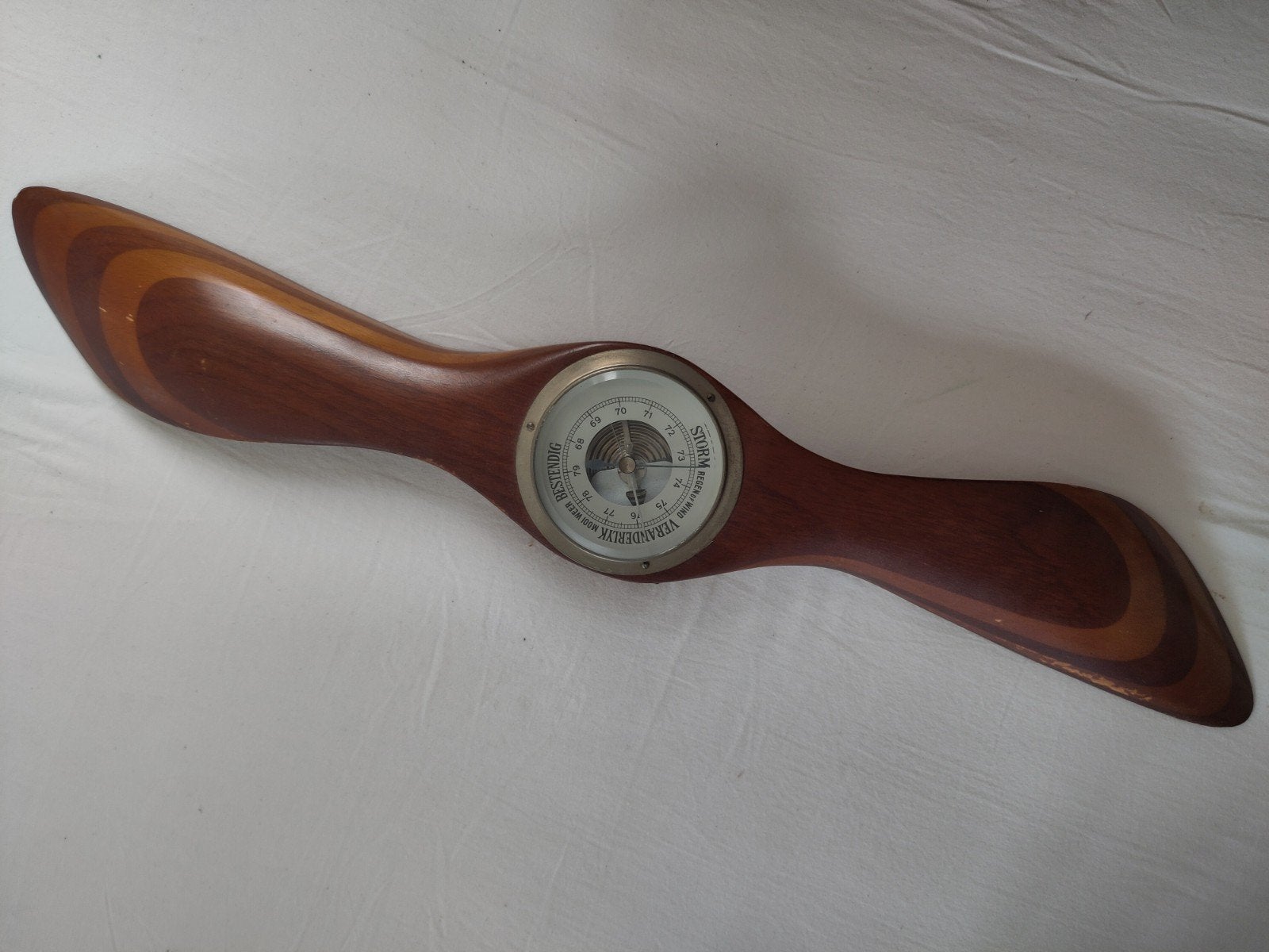 Vintage Barometer in Houten Propeller Vorm - EKRO 1951, Ophalen of Verzenden, Gebruikt, Barometer