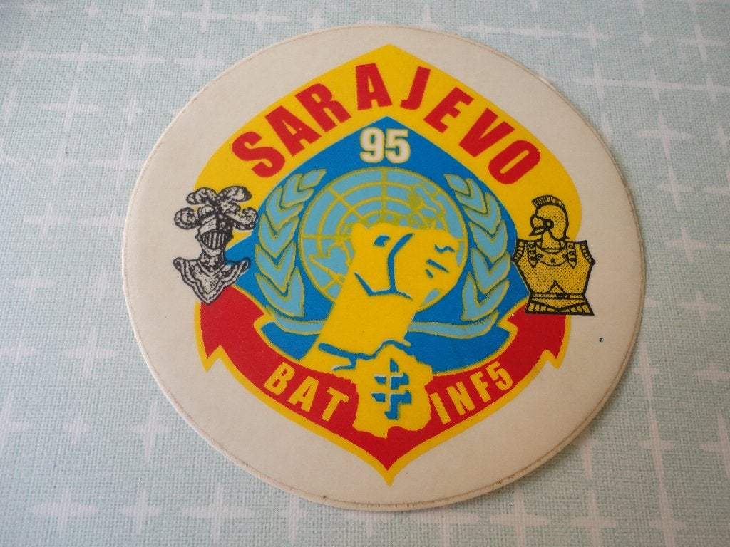 Franse sticker, 5e bataljon infanterie, 1995 VN-Missie, Verzenden, Zo goed als nieuw, Overige typen