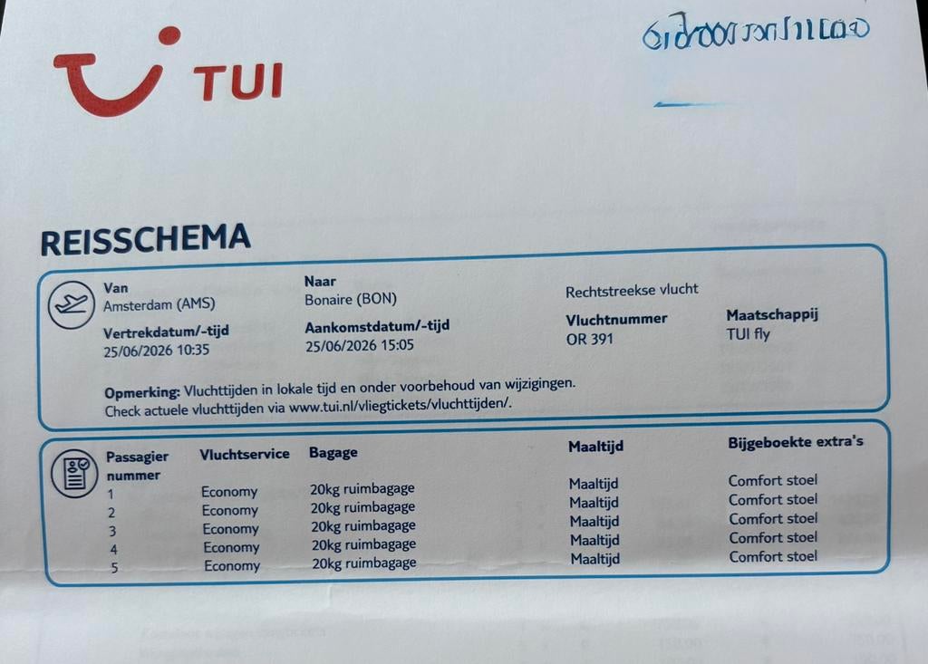 Vliegticket Amsterdam-Bonaire 25- juni (enkele reis), Eén persoon, Vliegtuig, Buitenland, Met bestemming of datum