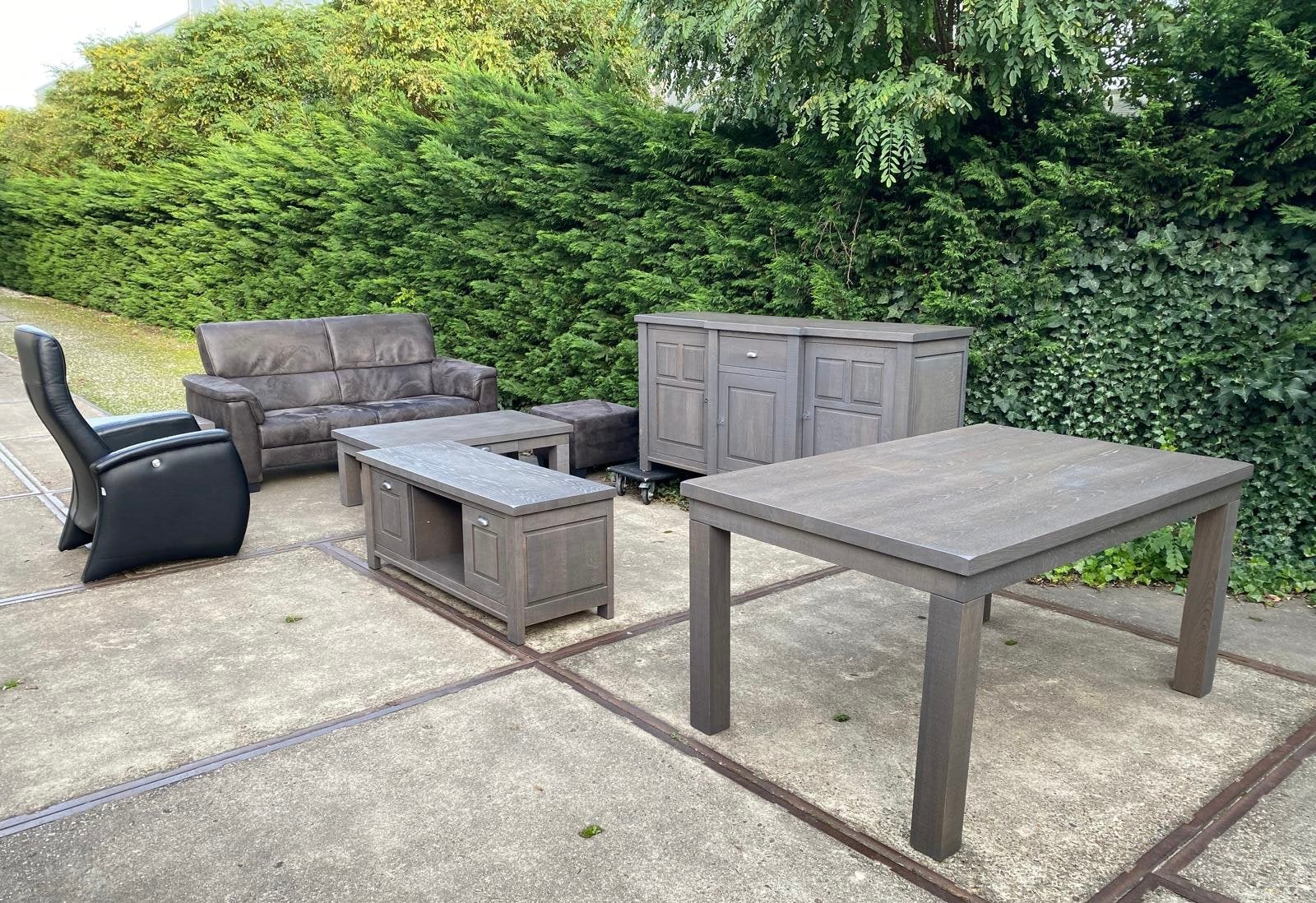 Complete inboedel huiskamer eikenhout grey zeer netjes, Ophalen