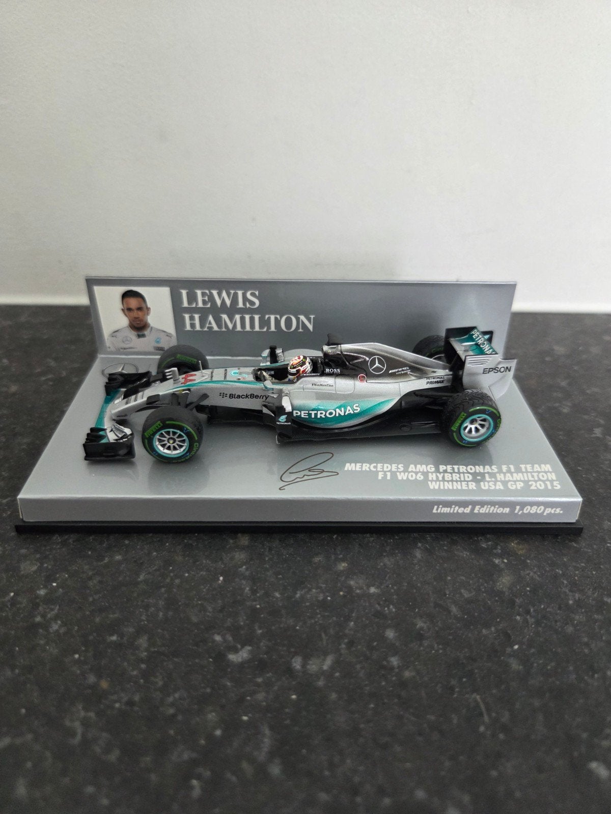 Lewis Hamilton Winner USA GP 2015 Limited edition 1080 pcs, Ophalen of Verzenden, Nieuw, Auto, MiniChamps