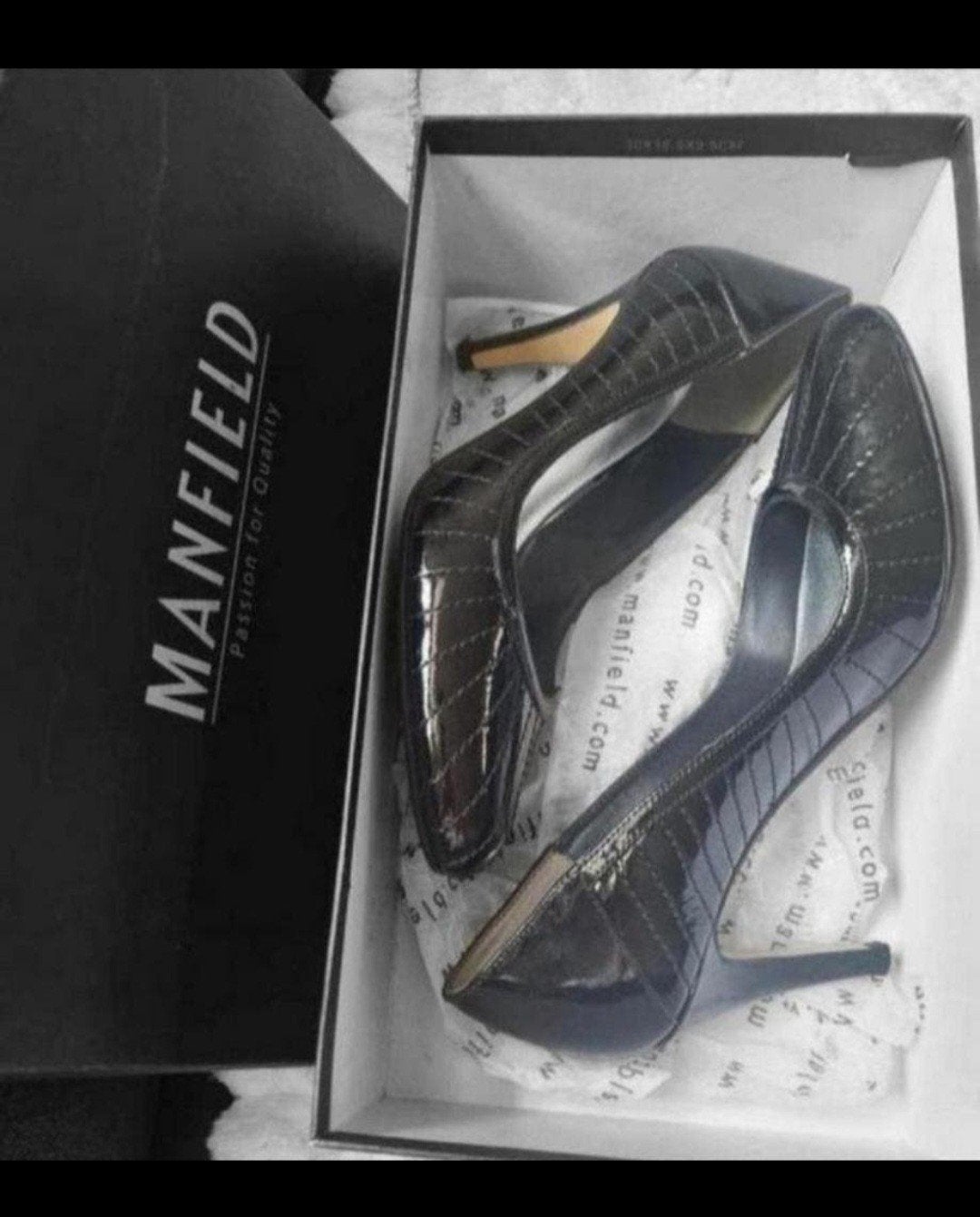 Manfield zwarte leren pumps - lakleer, maat 37, Pumps, Zwart, Ophalen of Verzenden, Zo goed als nieuw