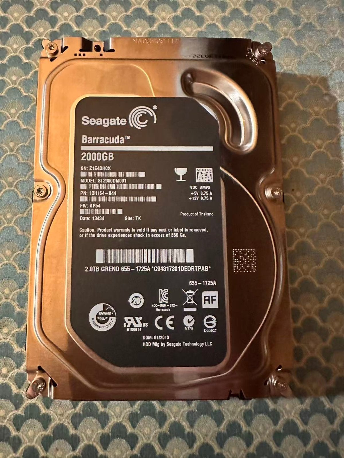 Seagate Barracuda 2TB HDD - Intern, SATA, Ophalen, Intern, Gebruikt, Server