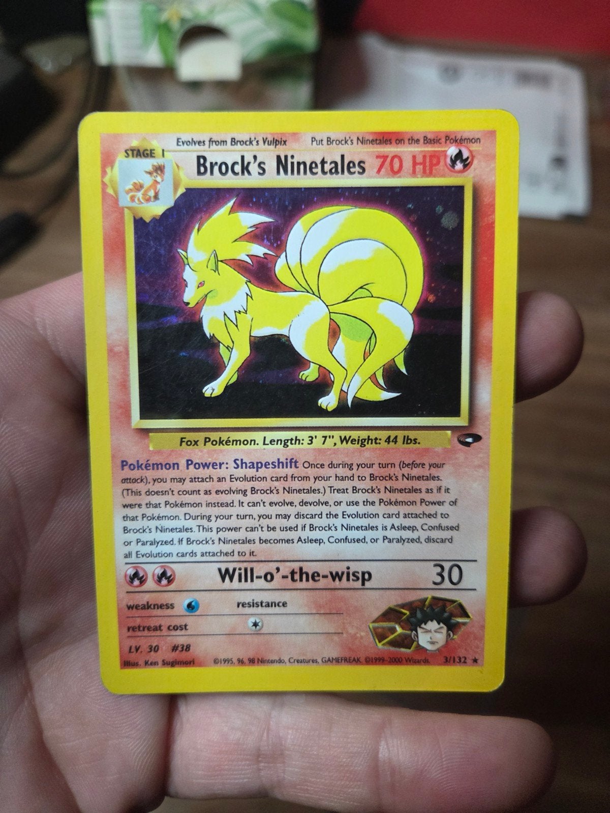 Brock's Ninetales 3/132 Holo Gym Challenge 2000 Wotc era, Ophalen of Verzenden, Zo goed als nieuw, Losse kaart, Foil