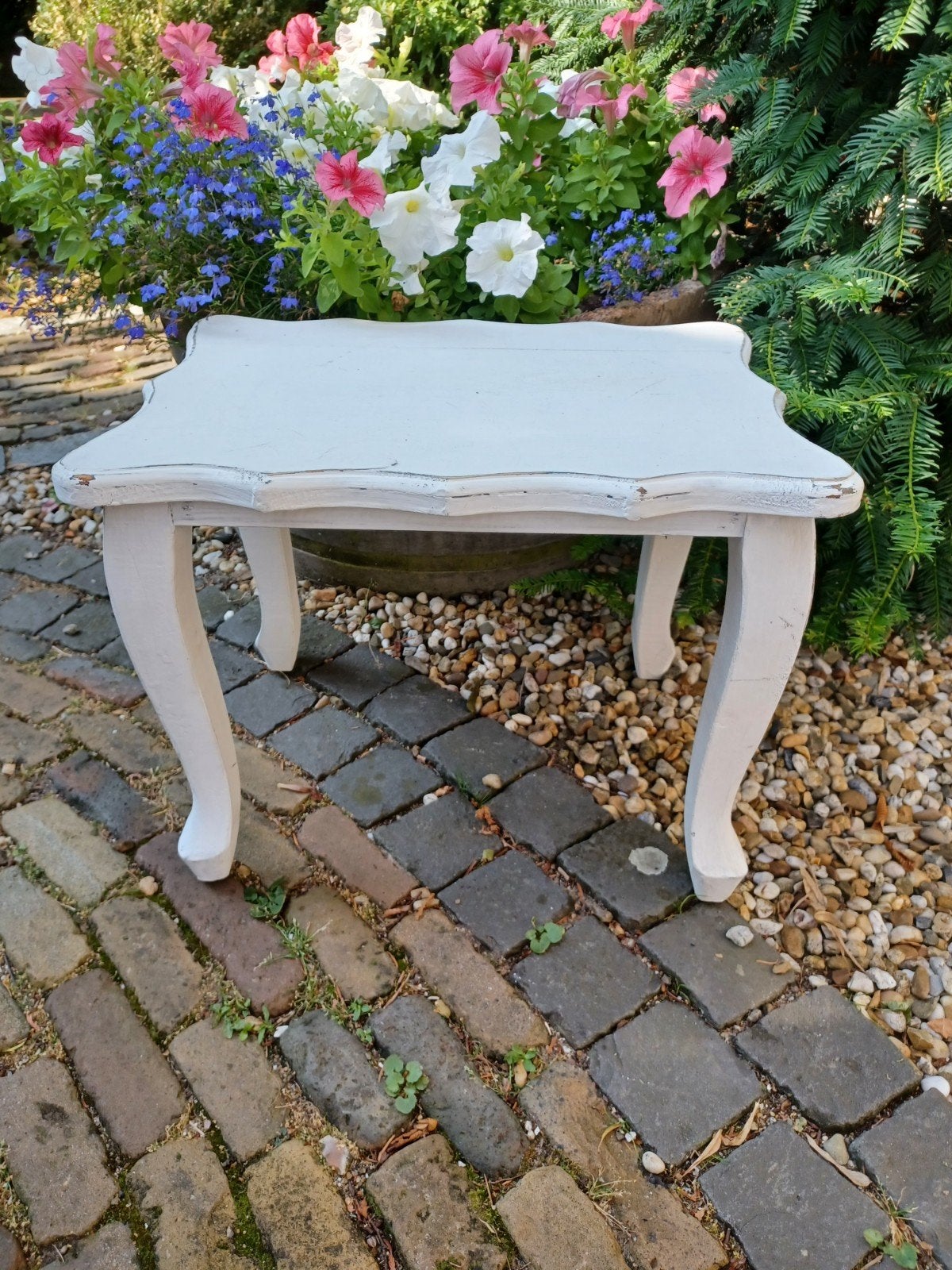 Brocante houten bijzettafeltje, Minder dan 45 cm, Minder dan 55 cm, Gebruikt, Ophalen of Verzenden