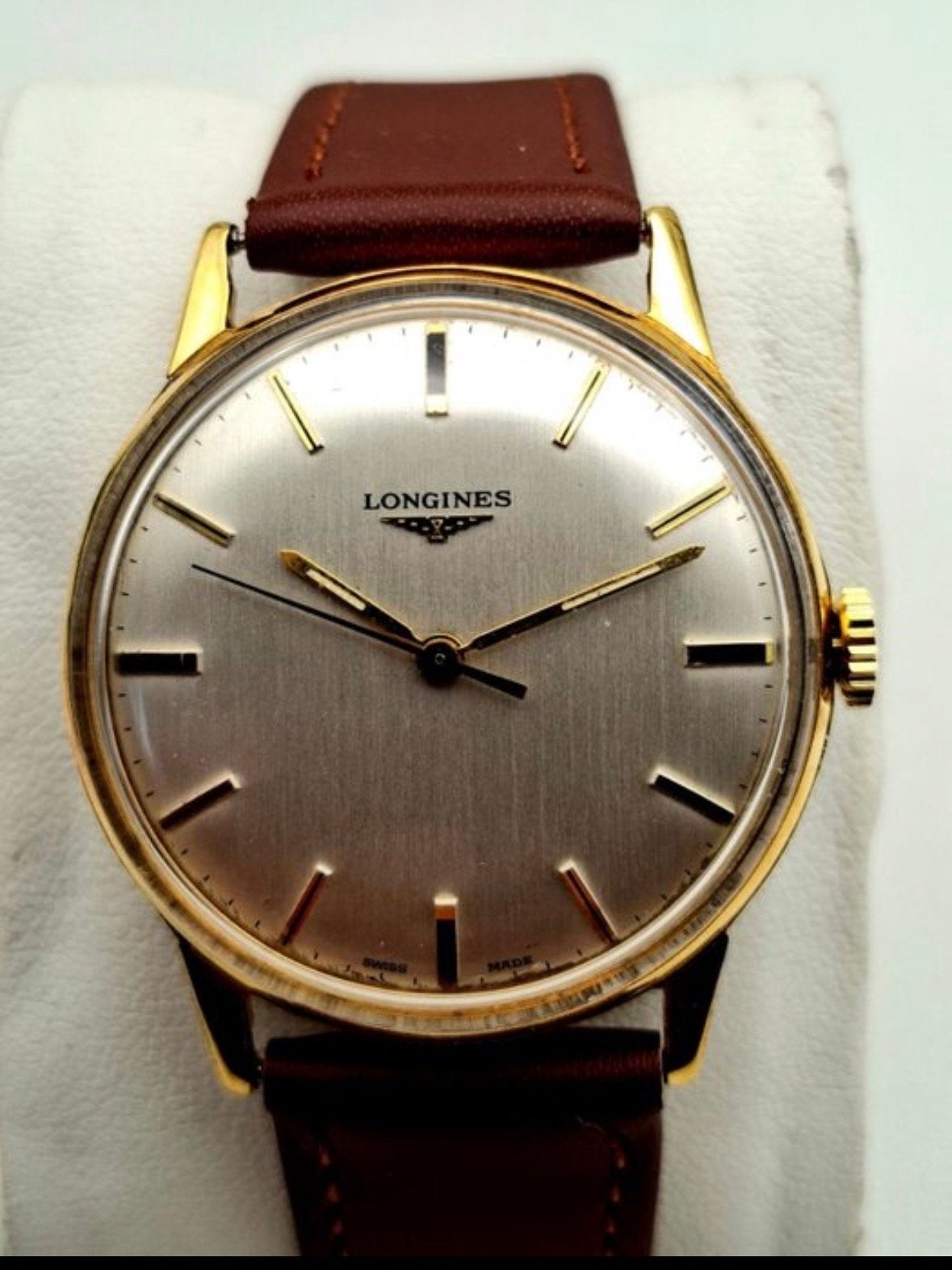 Vintage Longines Polshorloge - Goudkleurig met Leren Band, Overige merken, Overige materialen, Polshorloge, Ophalen of Verzenden