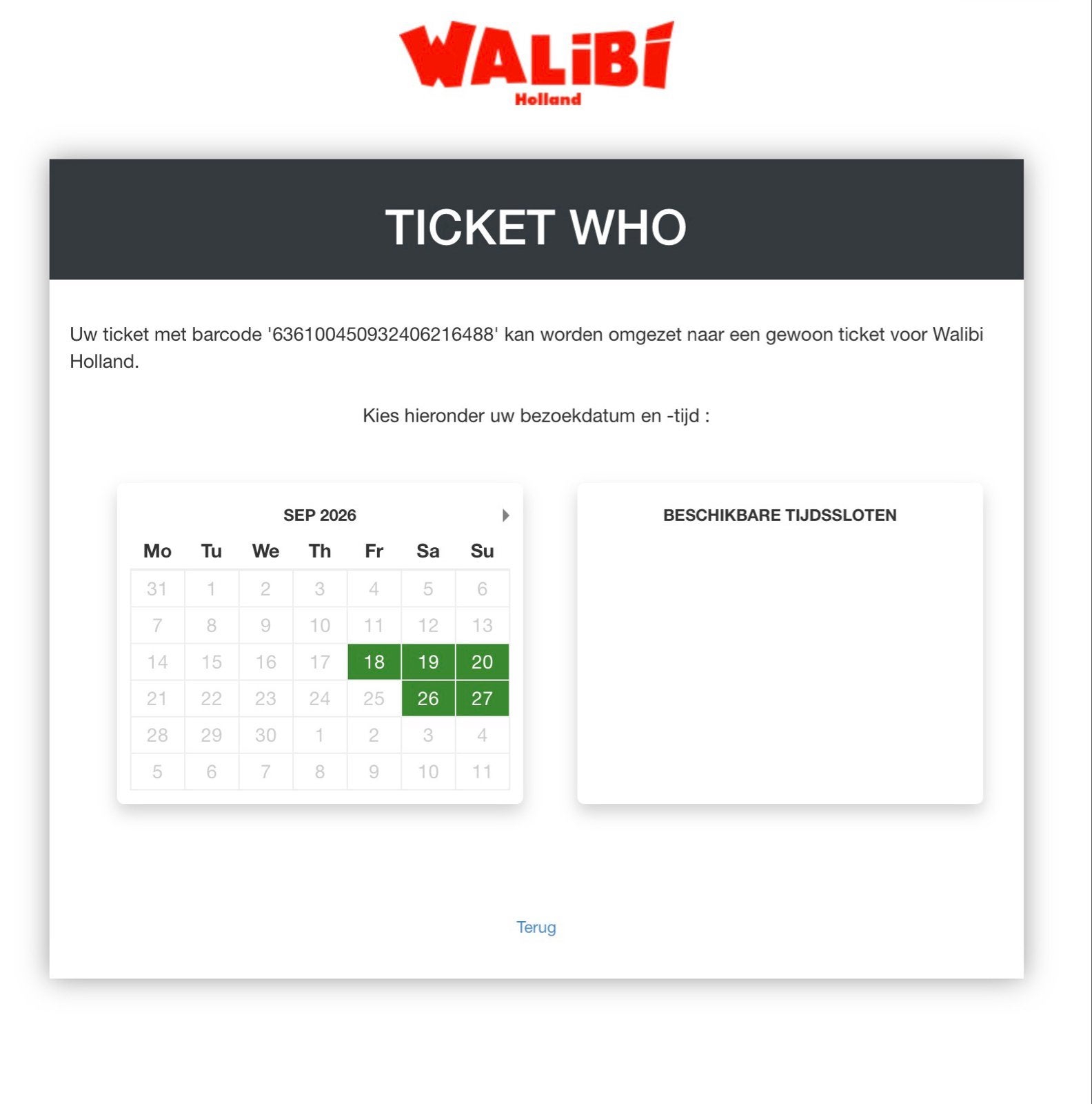 4 tickets walibi tot en met 27september, Drie personen of meer, Ticket of Toegangskaart
