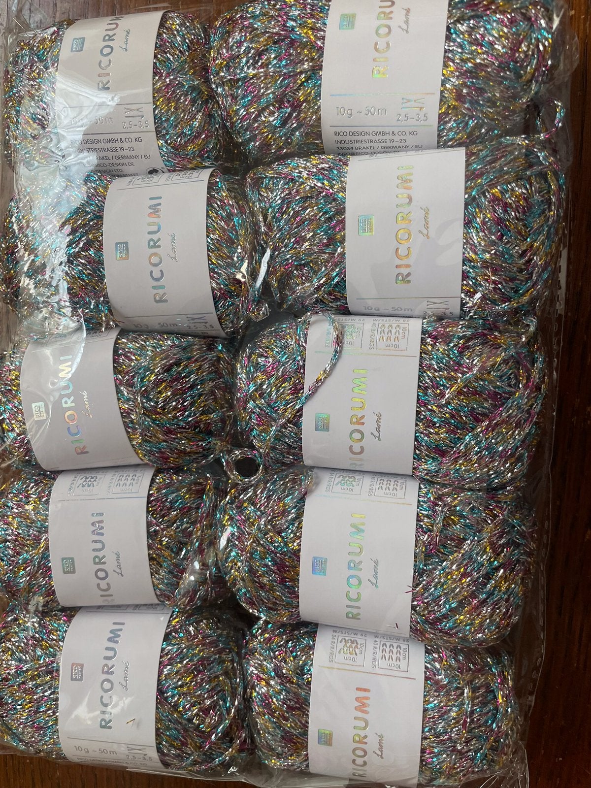 10 mini bolletjes multicolor glitter haak/ breigaren- nieuw, Ophalen of Verzenden, Nieuw, Breien of Haken, Wol of Garen