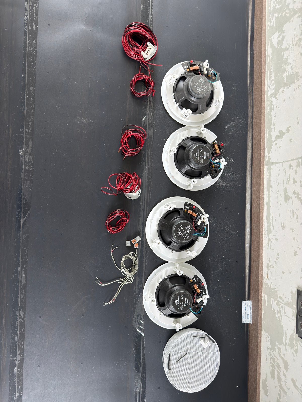 4x Power Dynamics CSP8 8" plafond speakers - 140W, Gebruikt, Inclusief kabels, 120 tot 150 watt, Overige typen