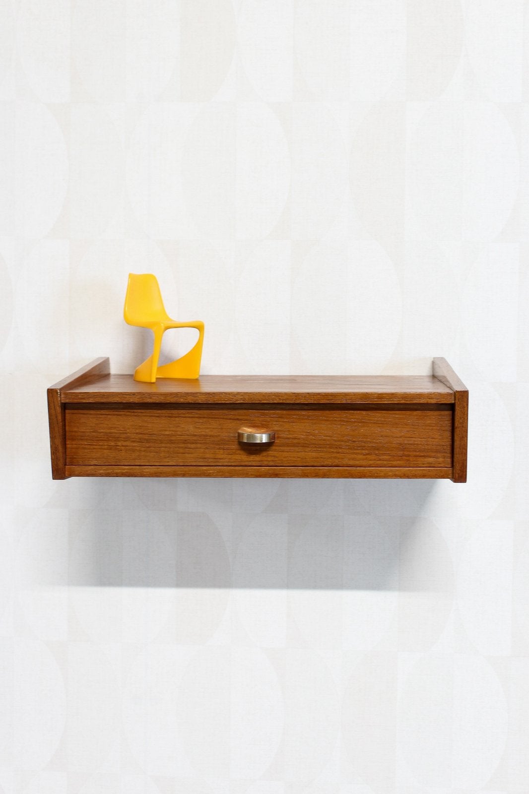 Vintage teak hangkastje nachtkastje wandkast retro messing, Ophalen, Huis en Inrichting