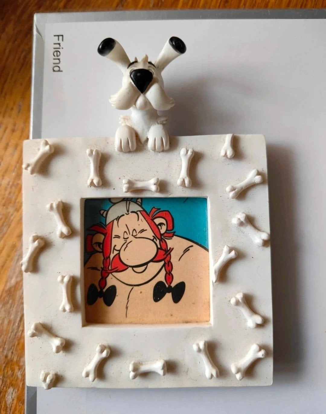 Obelix fotolijstje met Idefix - Parc Astérix 2002, Verzamelen, Ophalen of Verzenden, Gebruikt