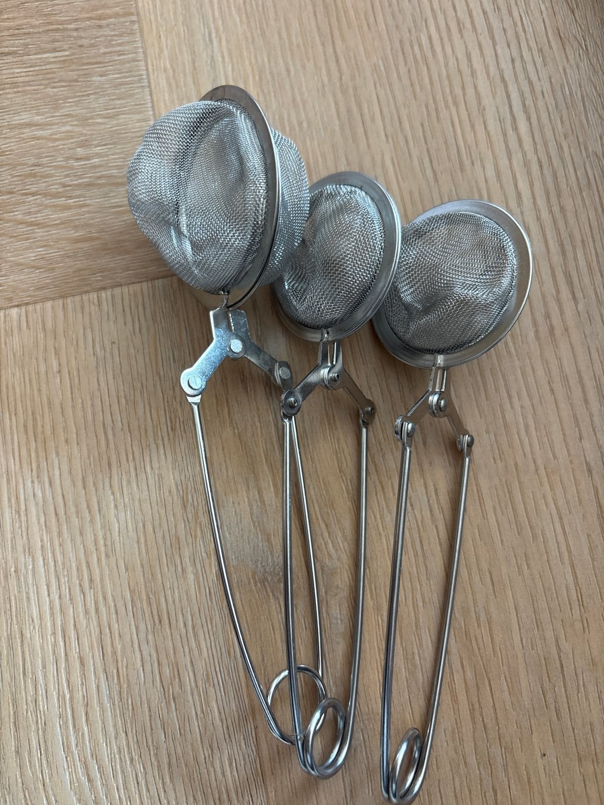 Set van 3 RVS theezeefjes - Gebruikt, Zilver, Ophalen of Verzenden, Metaal, Overige merken