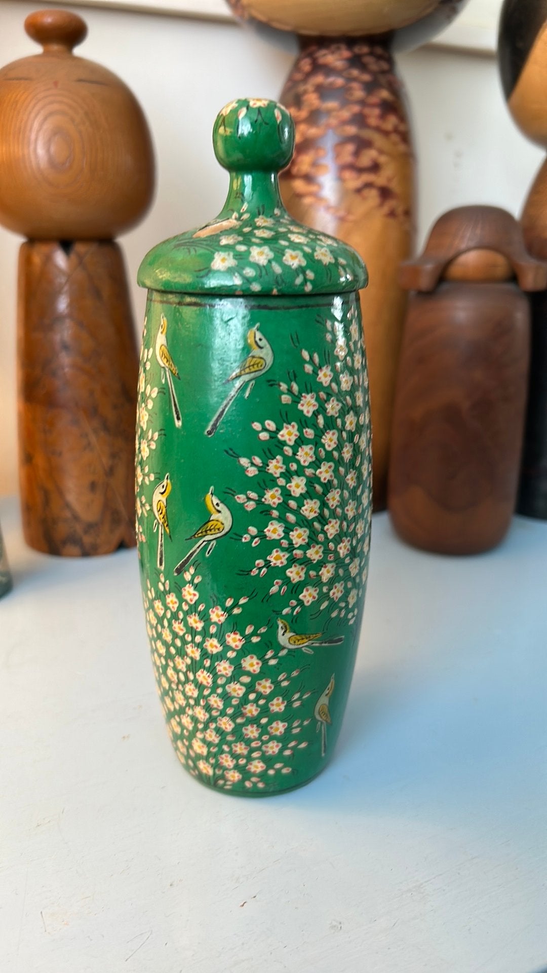 Vintage lakwerk Chinees handgeschilderd potje met deksel, Ophalen of Verzenden