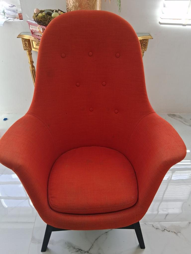 Oranje fauteuil - Comfortabele stoffen stoel, Ophalen, Gebruikt, Overige kleuren, Stof