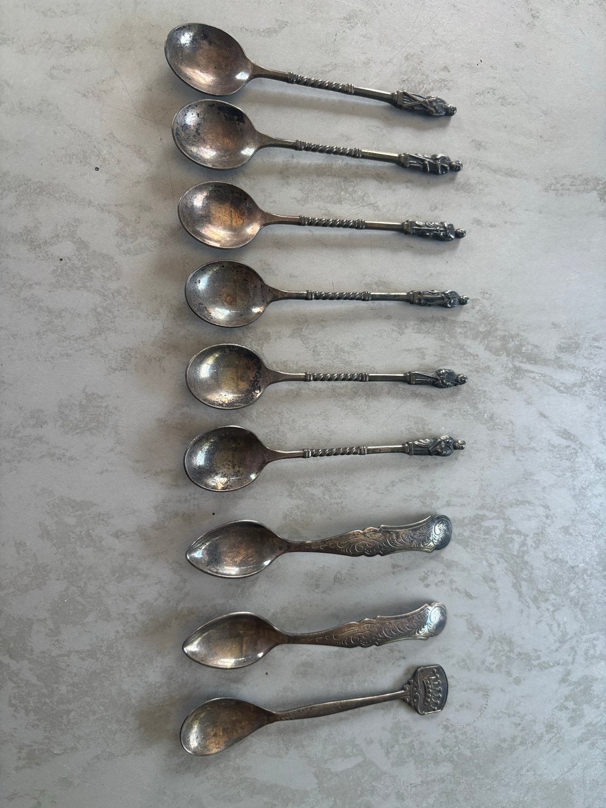 Set van 10 antieke verzilverde lepels, Ophalen of Verzenden