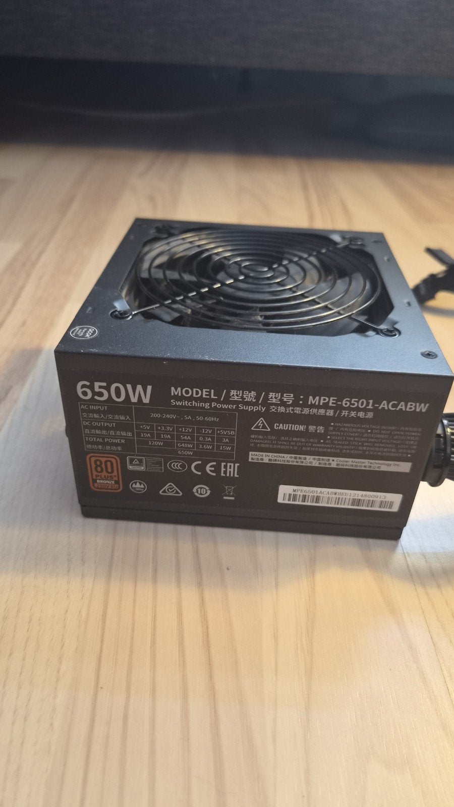 Coolermaster 650w Bronze, Computers en Software, Interne voedingen, Ophalen of Verzenden, Gebruikt