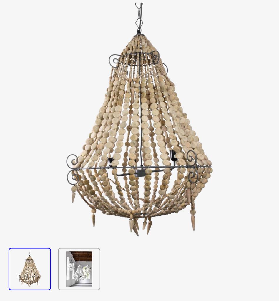 XL boho 80cm houten kralen kroonluchter, Ophalen, Zo goed als nieuw