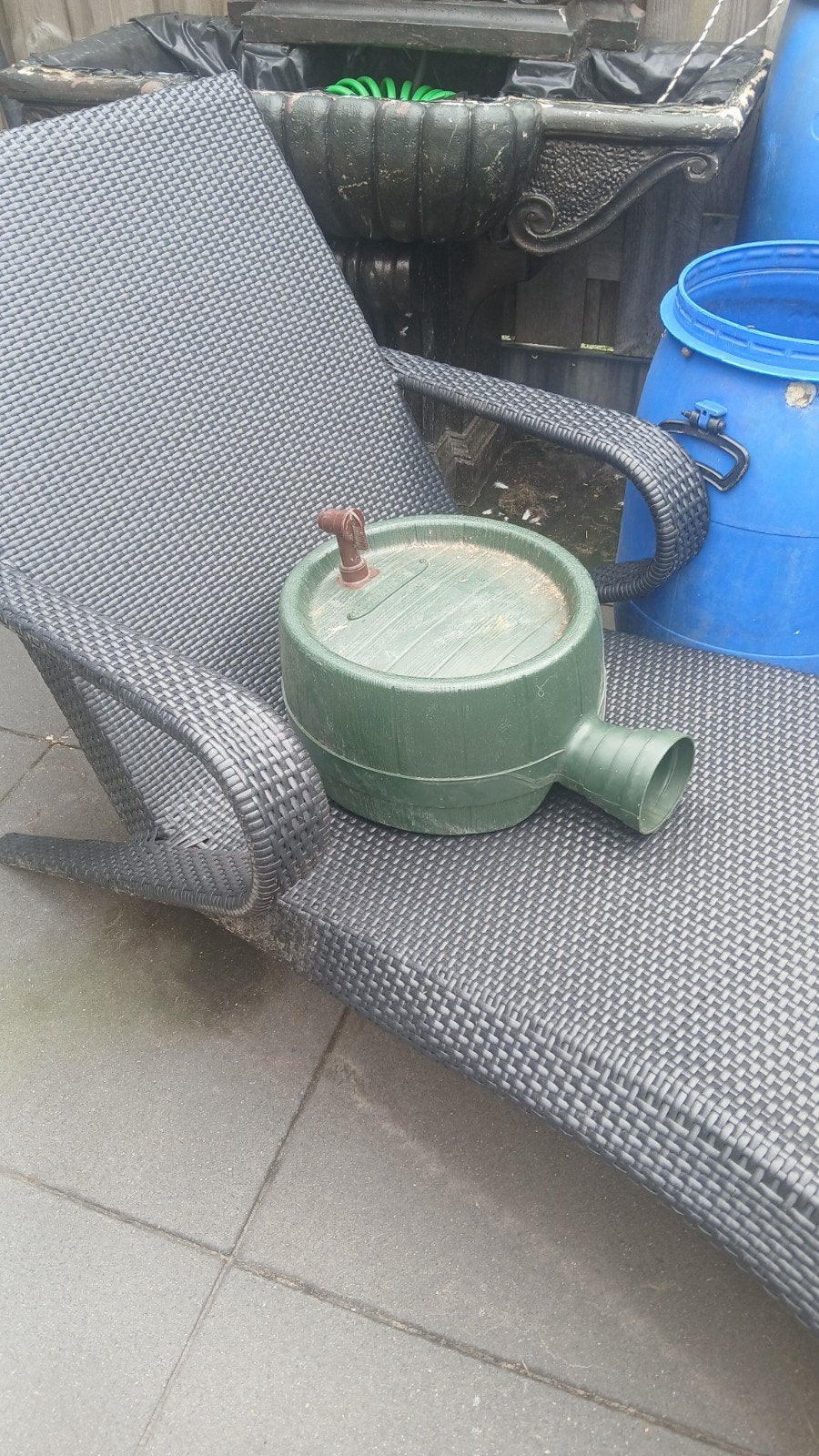 Regenton groen met kraantje en overloop, Tuin en Terras, Kunststof, Met kraantje, 150 liter of meer, Ophalen of Verzenden