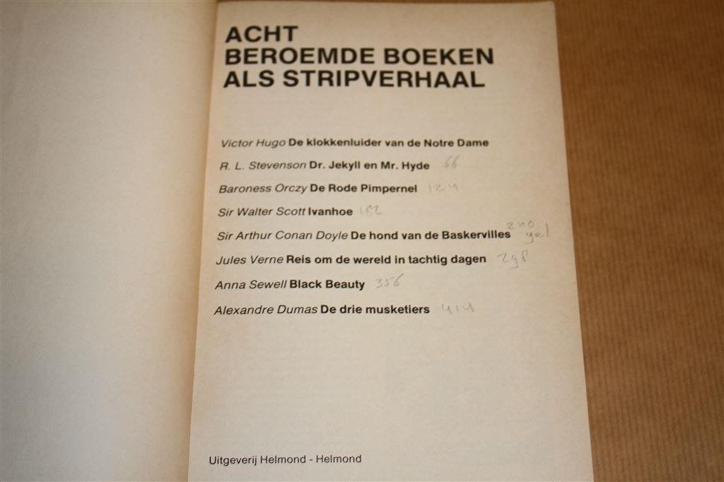 Acht beroemde boeken als stripverhaal., Boeken, Stripboeken, Eén stripboek, Ophalen of Verzenden, Gelezen