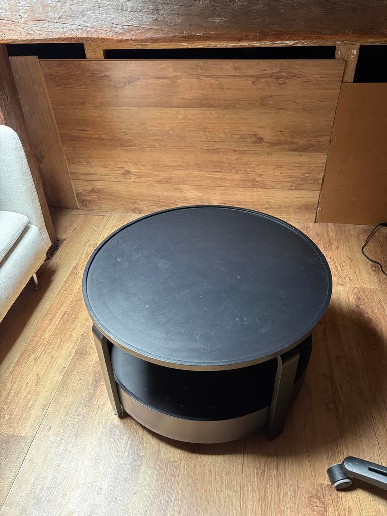 IKEA BORGEBY salontafel zwart 70cm, Huis en Inrichting, Tafels | Salontafels, Ophalen, Gebruikt, Rond, 50 tot 100 cm