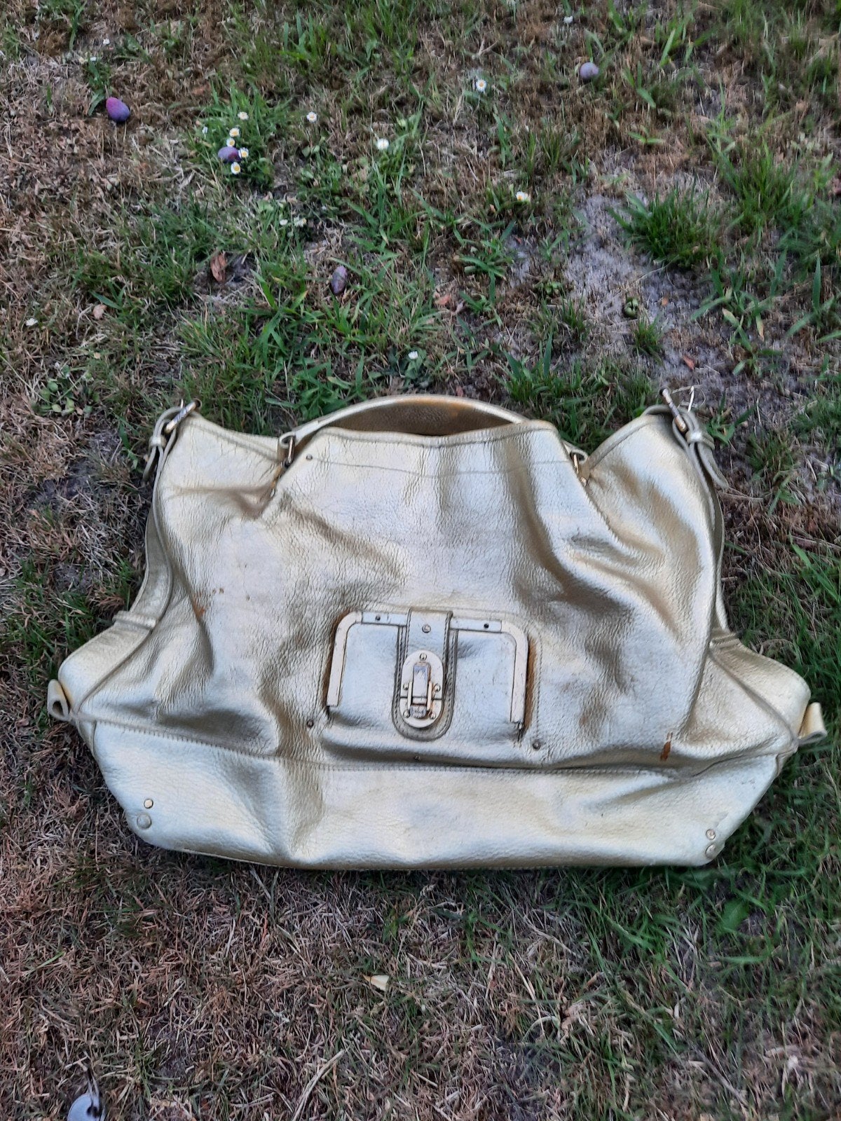 Hele grote stevige tas Chloe goudkleurig, Ophalen of Verzenden, 30 cm of meer