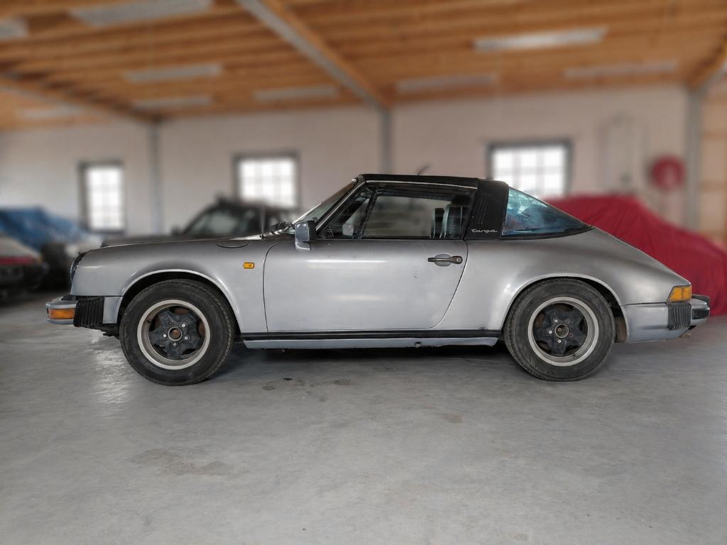 Porsche 911S Targa 2.7 Silver Metallic Projectauto 1977, Lederen bekleding, Achterwielaandrijving, Zwart, Cabriolet
