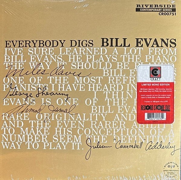 Bill Evans Trio - Everybody Digs - Record Store Day - RSD, 1980 tot heden, Overige formaten, Ophalen of Verzenden, Jazz en Blues