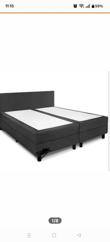 Comfortabele zwarte 180x200 boxspring met hoofdbord, Ophalen, Gebruikt, Zwart, Tweepersoons