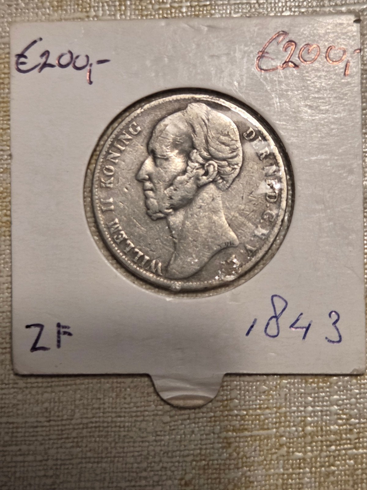 Zilveren 1 Gulden Koning Willem II 1843, Ophalen of Verzenden