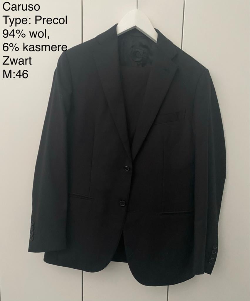 Caruso Precol Zwart Wollen Kasjmier Jasje Maat 46, Kleding | Heren, Ophalen of Verzenden, Zo goed als nieuw, Maat 46 (S) of kleiner