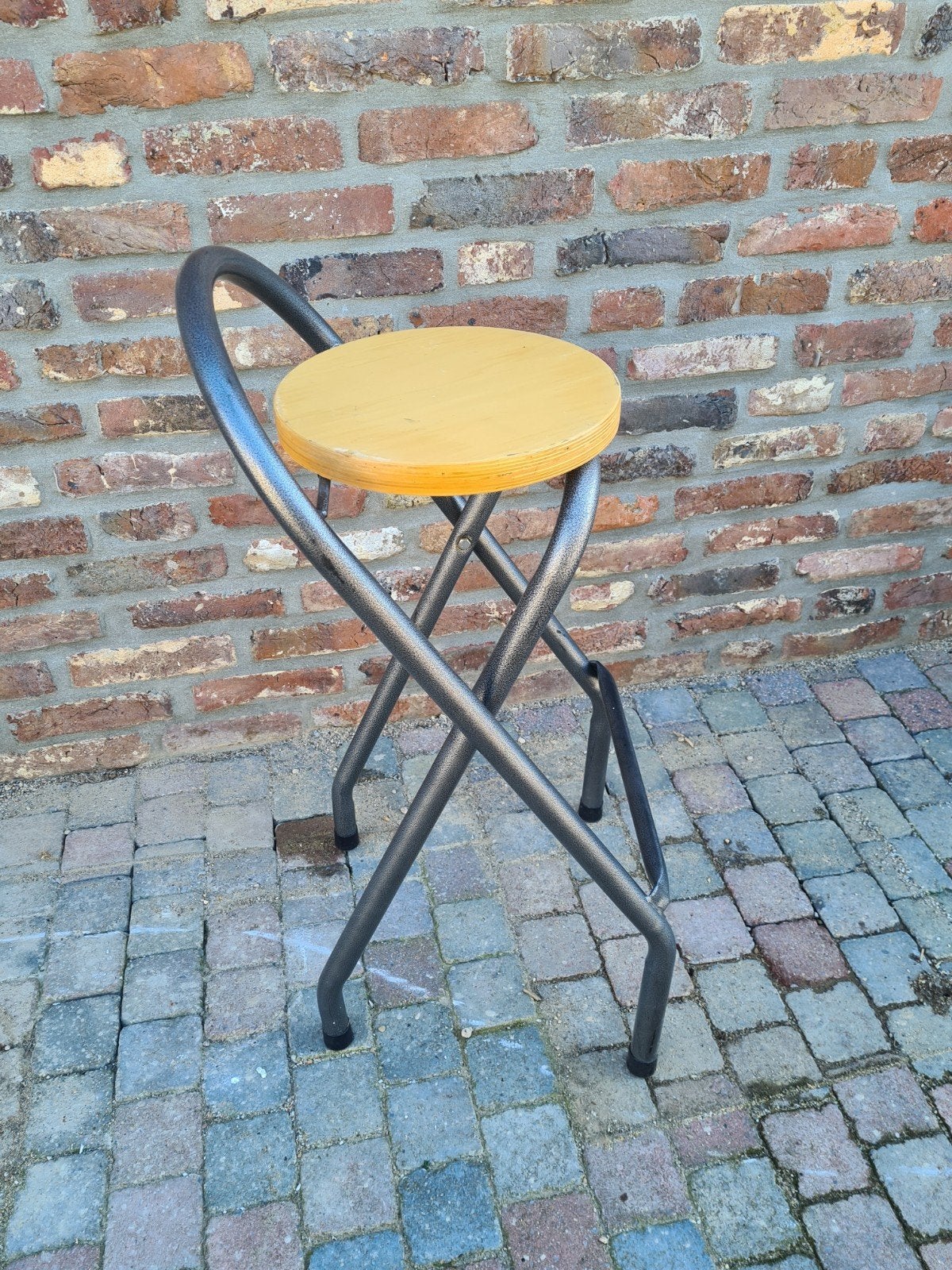 inklapbare barkrukken met stalen frame (4 stuks), Ophalen, Gebruikt, Hout