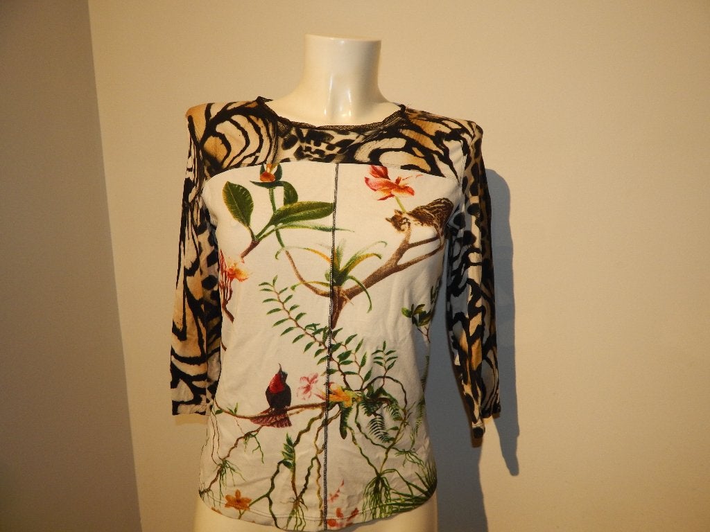 Marccain vintage shirt bloemen dieren animal print n3, Maat 38/40 (M), Lange mouw, Gedragen, Marccain