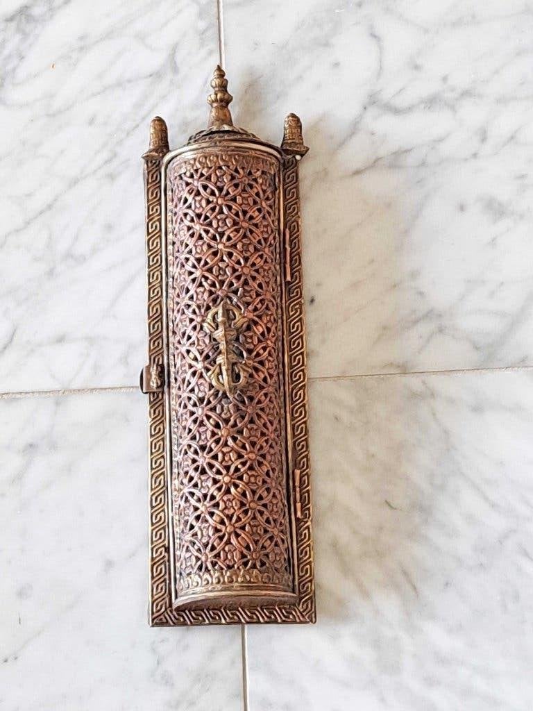 Antieke Tibetaans wierookbrander boeddhistisch Vajra Dorje, Antiek en Kunst, Goud, Handgemaakt, Ophalen of Verzenden, Metaal